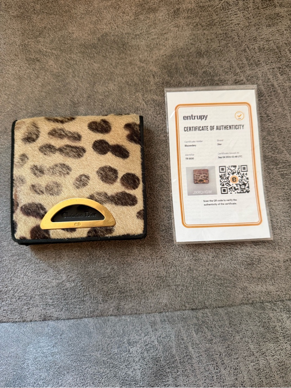 Authentic Dior Horse Hair Leopard Print Wallet With COA